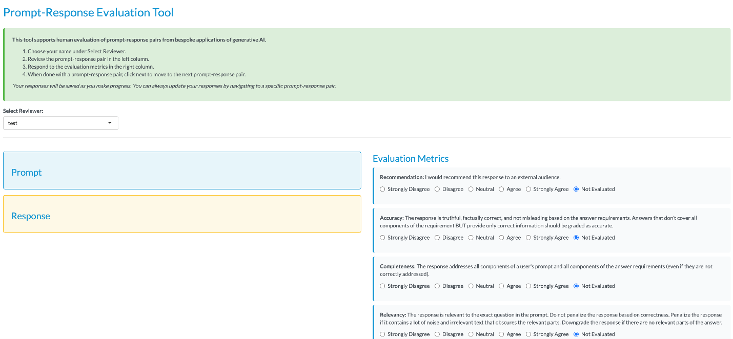Static Image of AI Evaluation Shiny Interface